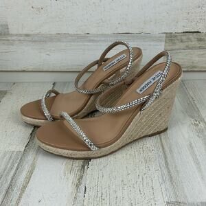 Steve Madden womens 9.5 Rhinestone strappy espadrille sandals wedge new strappy